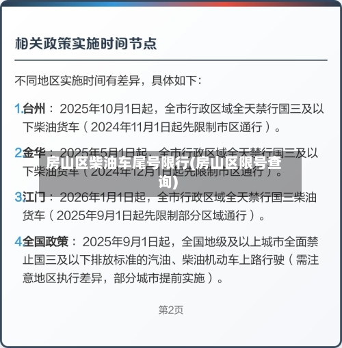房山区柴油车尾号限行(房山区限号查询)