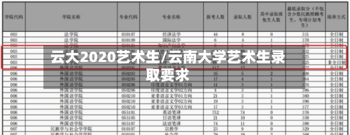 云大2020艺术生/云南大学艺术生录取要求