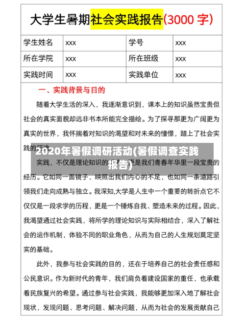 2020年暑假调研活动(暑假调查实践报告)