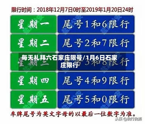 每天礼拜六石家庄限号/1月6日石家庄限行