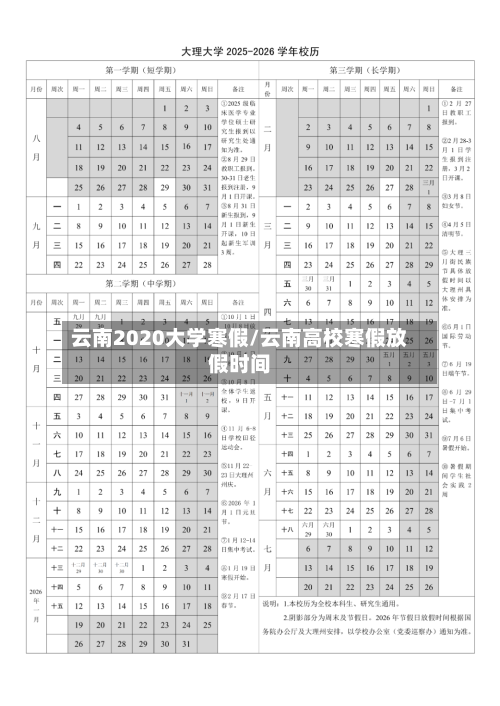 云南2020大学寒假/云南高校寒假放假时间