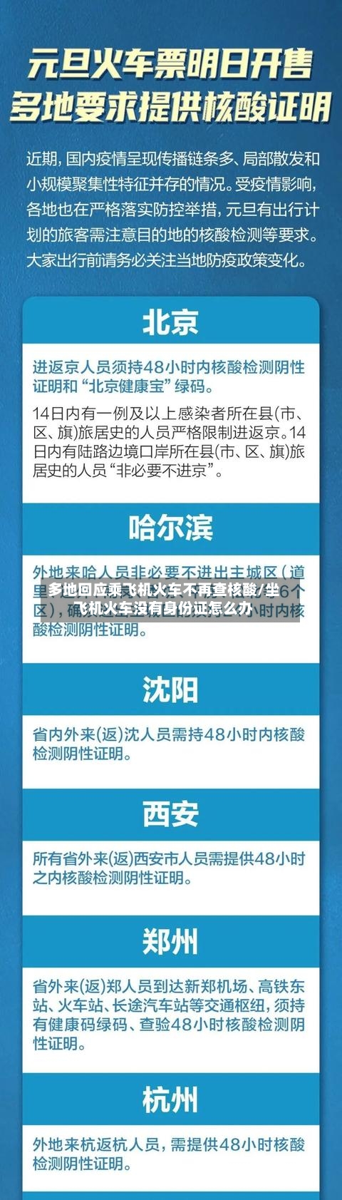多地回应乘飞机火车不再查核酸/坐飞机火车没有身份证怎么办