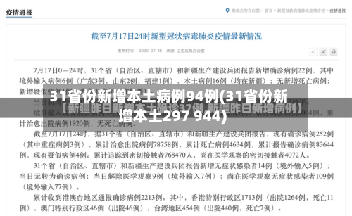 31省份新增本土病例94例(31省份新增本土297 944)