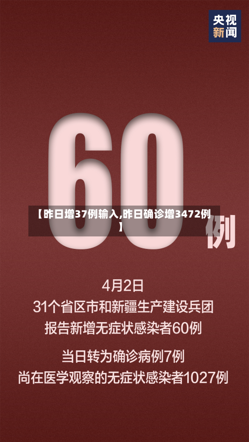 【昨日增37例输入,昨日确诊增3472例】