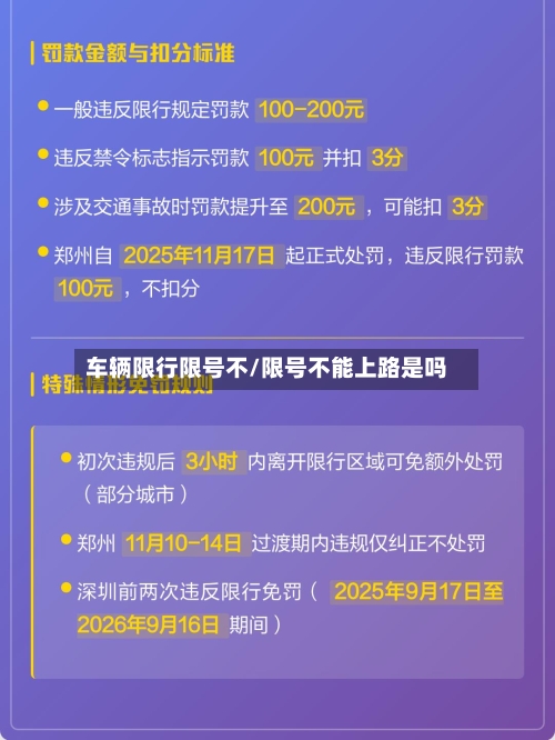 车辆限行限号不/限号不能上路是吗