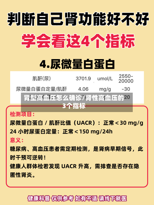 肾型高血压怎么确诊/肾性高血压的3个指标