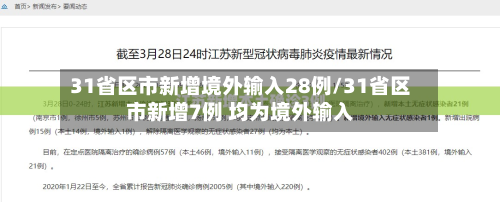 31省区市新增境外输入28例/31省区市新增7例 均为境外输入