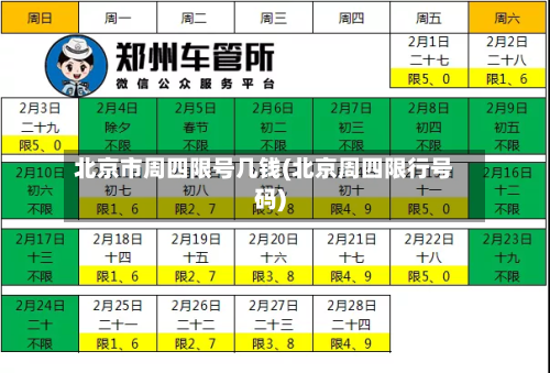北京市周四限号几钱(北京周四限行号码)