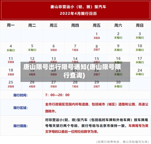 唐山限号出行限号通知(唐山限号限行查询)