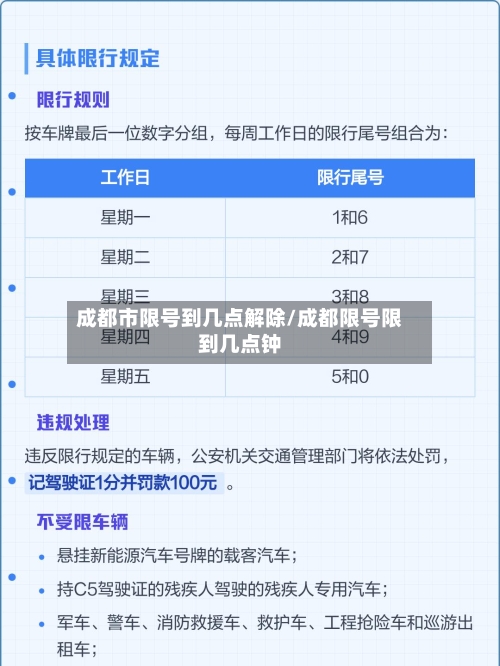 成都市限号到几点解除/成都限号限到几点钟