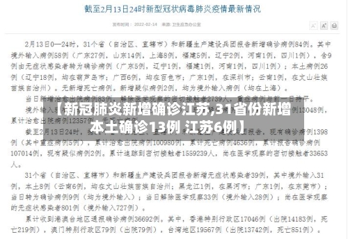 【新冠肺炎新增确诊江苏,31省份新增本土确诊13例 江苏6例】