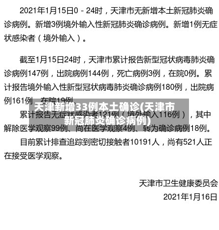 天津新增33例本土确诊(天津市新冠肺炎确诊病例)