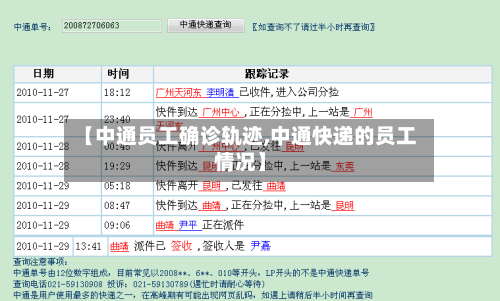 【中通员工确诊轨迹,中通快递的员工情况】