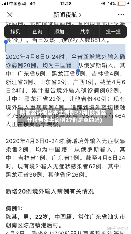 陕西累计报告本土病例27例(陕西累计报告本土病例27例是真的吗)