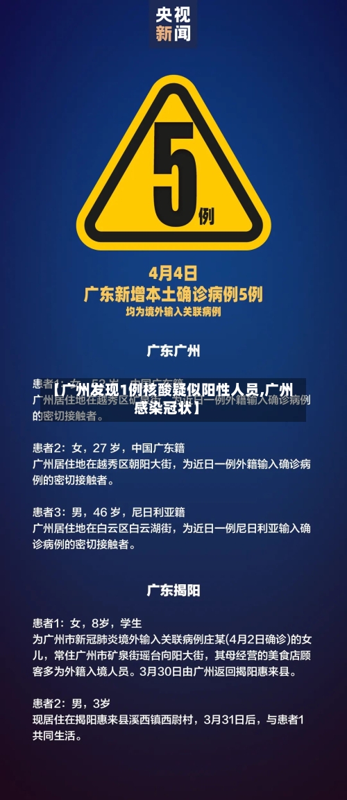 【广州发现1例核酸疑似阳性人员,广州感染冠状】