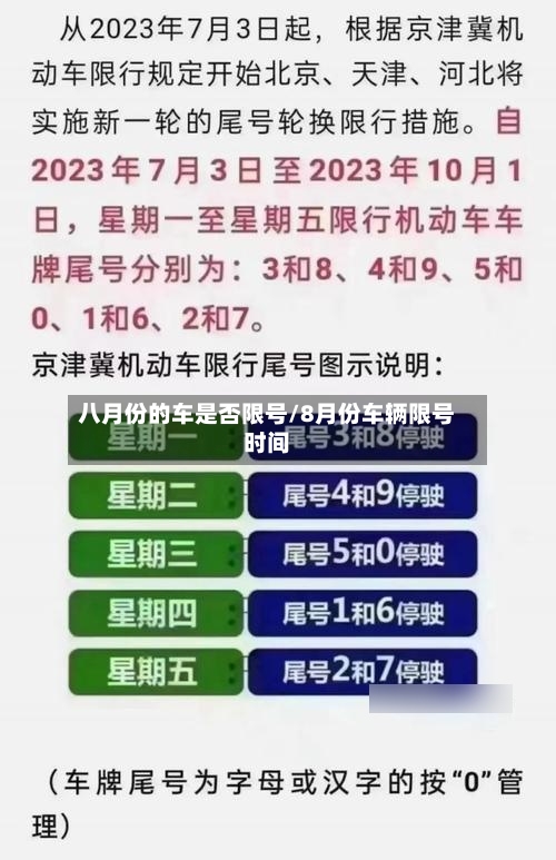 八月份的车是否限号/8月份车辆限号时间