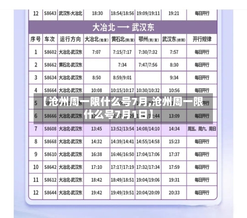 【沧州周一限什么号7月,沧州周一限什么号7月1日】