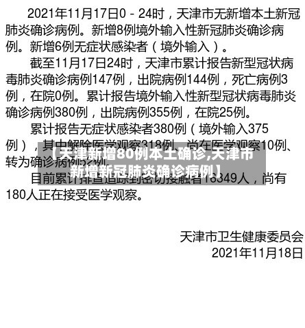 【天津新增80例本土确诊,天津市新增新冠肺炎确诊病例】
