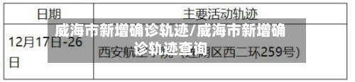 威海市新增确诊轨迹/威海市新增确诊轨迹查询