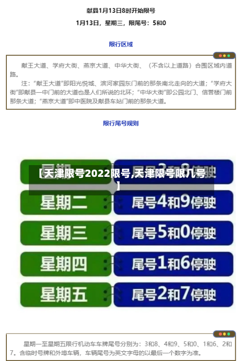 【天津限号2022限号,天津限号限几号】